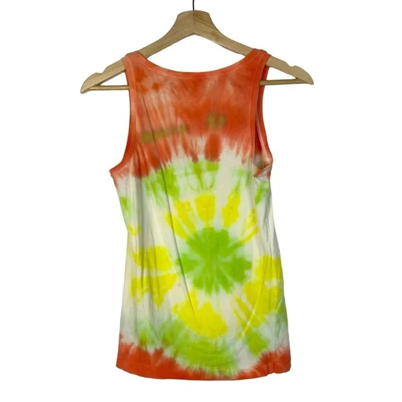Gap Body Pure Body Orange & Green Tie Dye Athletic Tank Top M - Picture 2 of 4